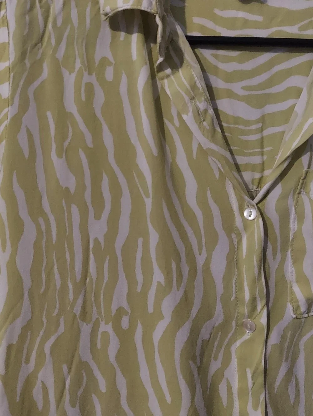 Yellow White Zebra Print Casual Button Up Retro Shirt